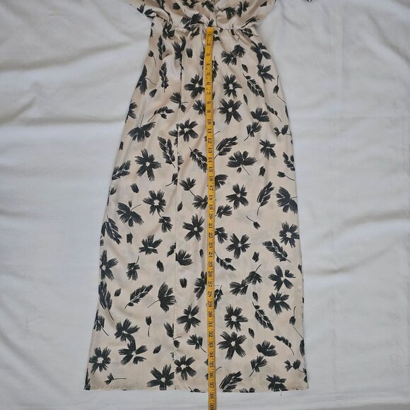 n/t Women's Beige & Black Floral Elastic Waist V-Neckline Maxi Dress Size Small - Picture 12 of 13
